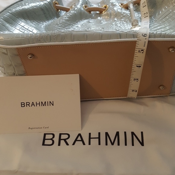 Brahmin Mint Green Croc-Embossed Tote - Picture 7 of 9